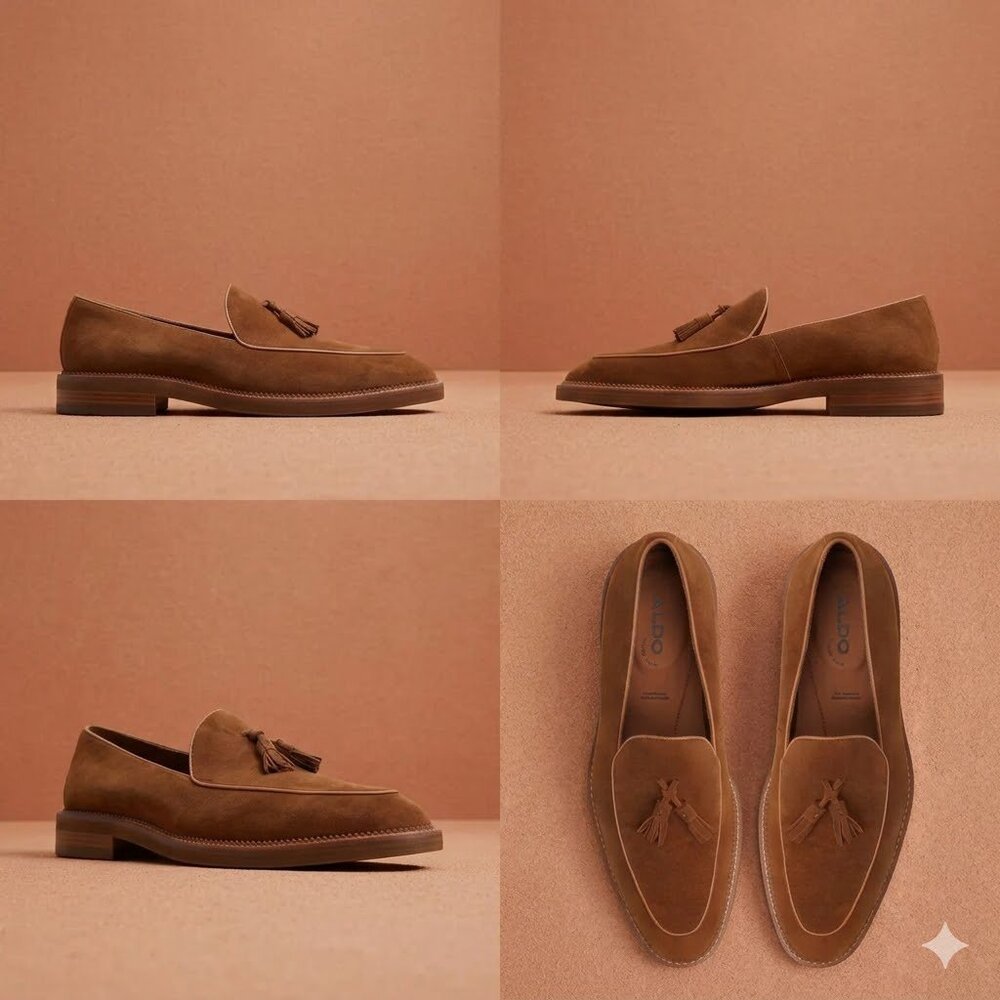 Aldo Men’s Cognac Leather Loafers Size 12 – Brand New in Box – Dress Shoes